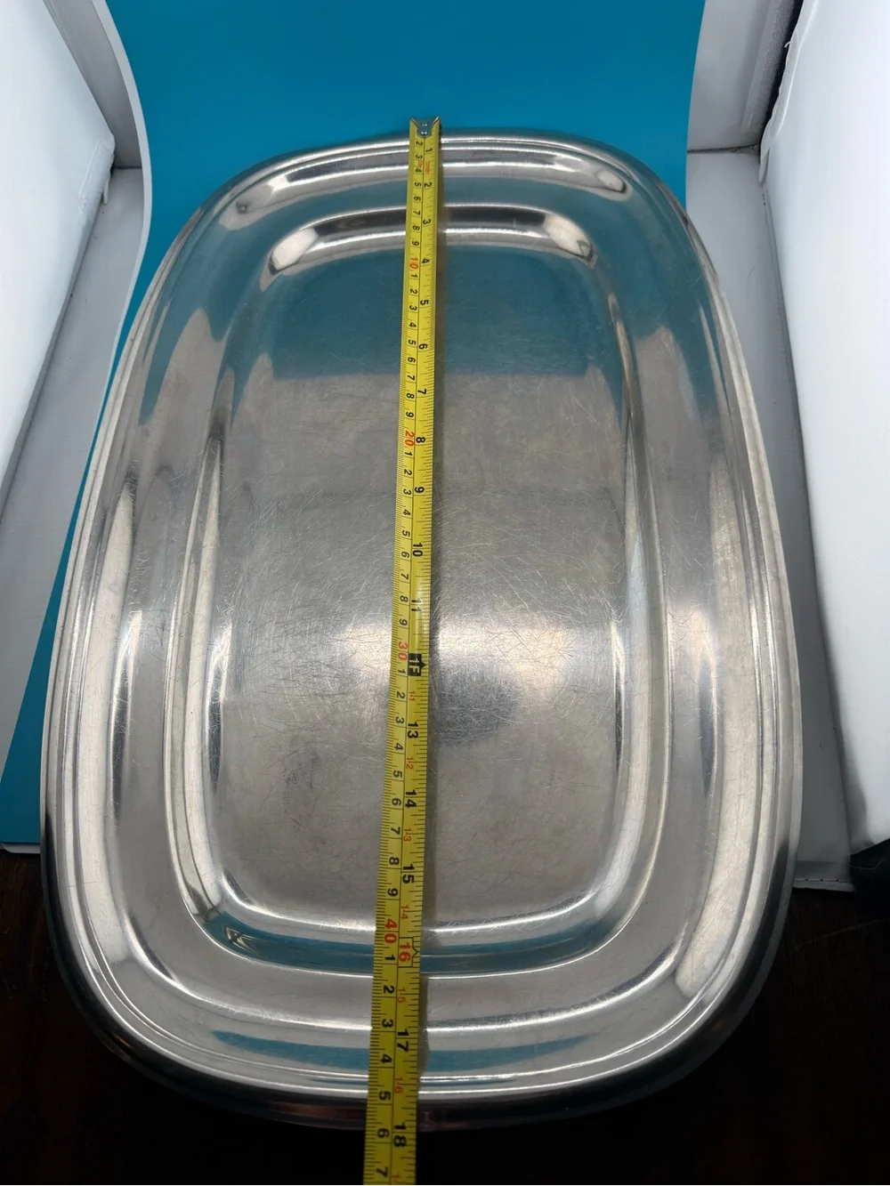 Vintage Large Stainless Steel Serving Tray 18” x 12”